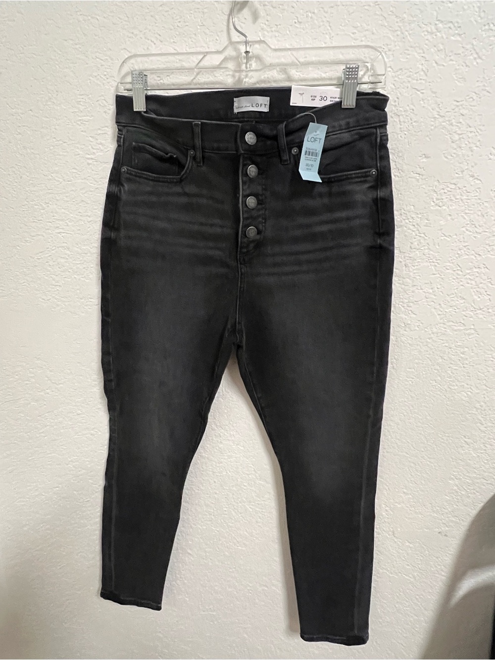 LOFT Black High-Rise Button-Fly Skinny Jeans